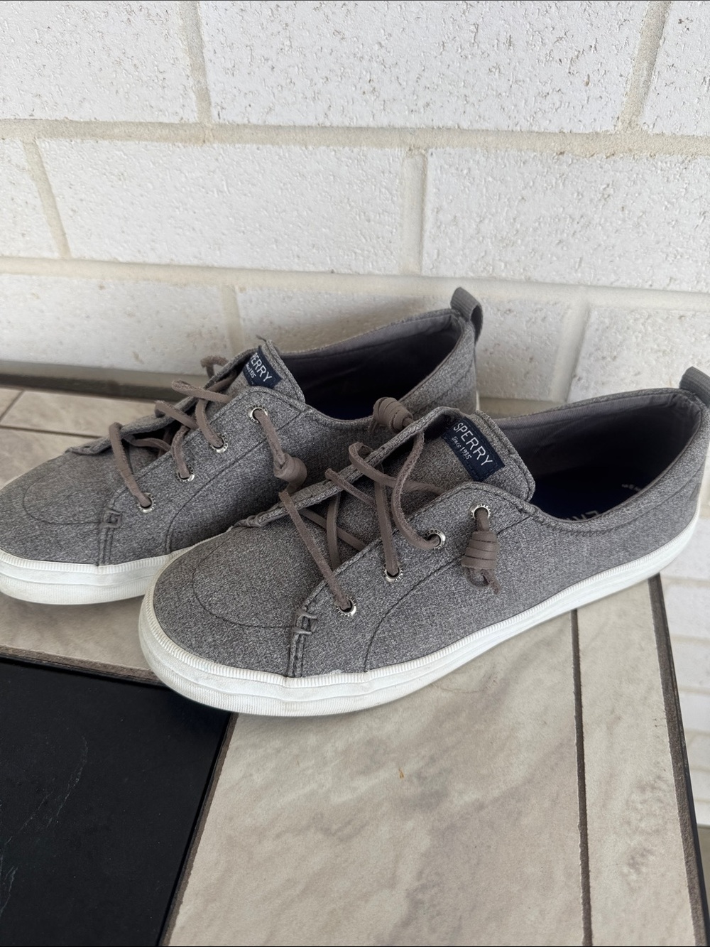 Sperry Heather Gray Canvas Slip-On Lace Sneakers